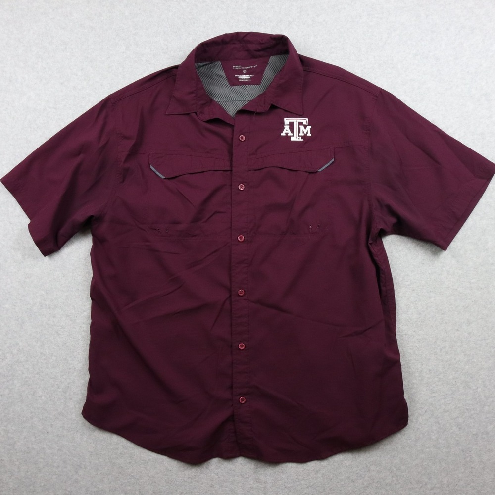 Texas A&M Aggies Shirt Mens XL Pro Celebrity Vented Fishing Button Short‎ Sleeve